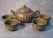 Miniature Chinese Red Clay Teapot with Four Cups