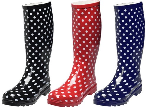 51jYGrWUqxL PLAYSHOES trendige Gummistiefel, Regenstiefel PUNKTE, 39, schwarz