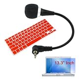 Red Soft Keyboard Silicone Cover + Clear Screen Protector + 3.5mm Mic for Apple Macbook 13.3 Laptop