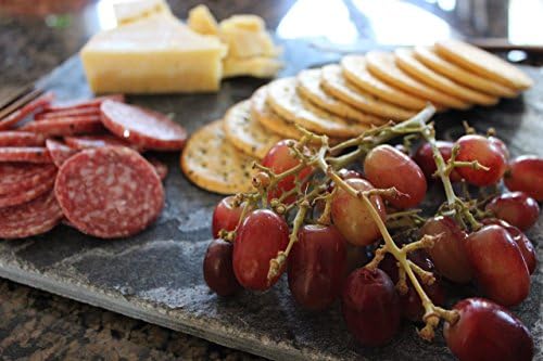 Quartz Stone Cheese Board Serving Plate in Silver Black - 10" x 12"