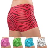 Pizzazz Black Multi Color Zebra Dance Cheer Boy Cut Shorts Girl 2-16