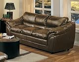 Sofa in Taupe Leather Match Vinyl