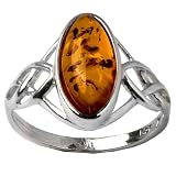 Sterling Silver Amber Celtic Ring