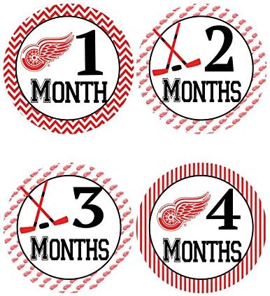 Detroit Red Wings Themed Baby Milestone Stickers - Hockey Baby Belly Stickers