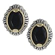 Tressa Silvertone and Goldtone Black Cubic Zirconia Clip-on Earrings