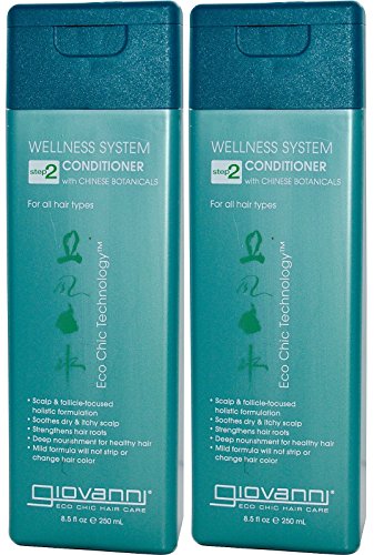 Giovanni All Natural Organic Wellness Conditioner With Chinese Botanicals For Soothing Dry and Itchy Scalp, 8.5 fl. oz each (Pack of 2)
