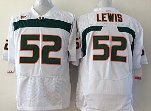NCAA Miami Hurricanes LEWIS Football Jersey White Jersey for Adult