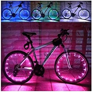 Pink Waterproof 18-LED Light Strips Lamp Spoke Reflector Safety Reflective Mount Warning Light - For All Standard Spoked Wheels - Riding Wheelchair Cycling Mountain Bike Bicycle