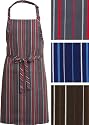 Chef Works A500-GCR Striped Bib Apron, 34-Inch Length by 24-Inch Width, Grey, Charcoal and Red