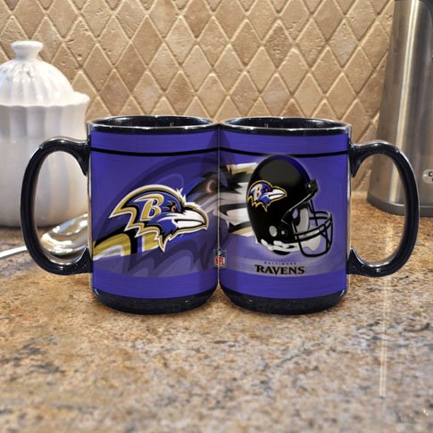 NFL Baltimore Ravens 15-Ounce Black Helmet Mug (2 Pack)
