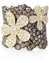 Diamond 18k Yellow Gold Floral Ring