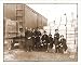 Civil War Photo (M): Aquia Creek Landing Va. Clerks of the Commissary Depot by railroad car and packing