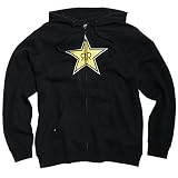Rockstar Energy Drink Officially Licensed 1nd Writing On The Wall Men's Hoody Zip Race Wear Sweatshirt w/ Free B&F Heart Sticker Bundle - Black