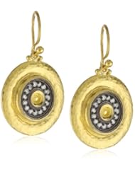 GURHAN "Moon Beam" White Diamond Two-Tone Dangling Disk Earrings