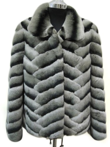REX Chinchilla Jacket Cut in Chevron Pattern