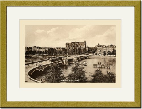 Gold Framed/Matted Print 17x23, Nieuwe Amstelbrug, Amsterdam