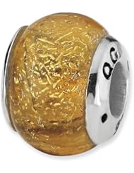 Sterling Silver Reflections Yellow Dichroic Glass Bead