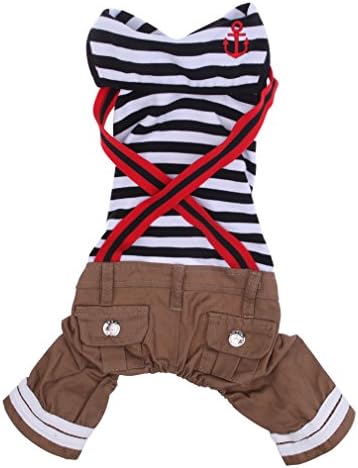 Qpet Handsome Nautical Dog Jumpsuit for Dog Shirt Dog Clothes Size M