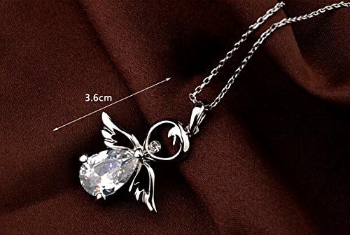 white Gold plated happy angel with clear crystal pendant necklace for child