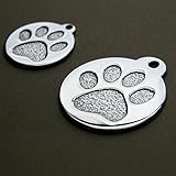 Paw Print Round Stainless Steel Pet ID Tags - Dog and Cat ID Tags.