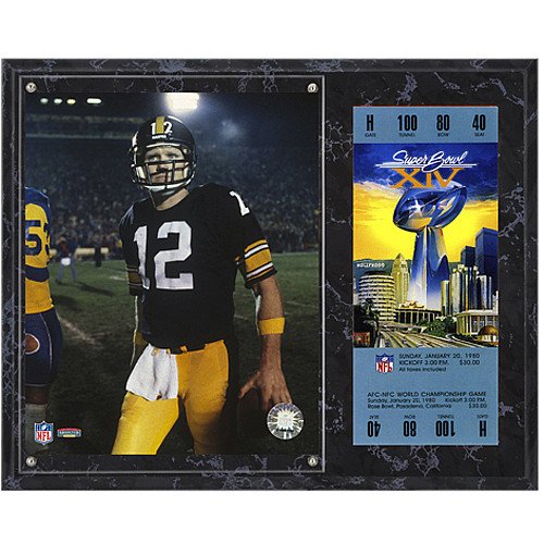 Mounted Memories Pittsburgh Steelers Super Bowl XIV Terry Bradshaw Plaque with Replica Ticket