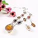 Amber Beaded Fine Multi-Colored Pendant Silver Necklace Earring Bracelet Set