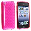Clear Hot Pink Patterned Rubber Silicone Skin Case Cover Compatible With Apple&reg; iPhone&reg; 3G / 3Gs
