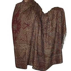 Woolen Shawl Jacquard Design Prayer Wrap 106 x 55 inches (psleyb190)