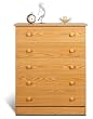 Casual Bedroom 5 Drawer Chest in Oak Finish