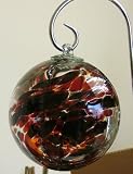 Dual Deep Reds Hand-blown Glass Suncatcher Gazing Globe with Shepherds Hook (6 inch)