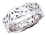 14K. White Gold Celtic Trinity Knot Design Comfort Fit Wedding Band