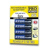 Pro Series High Capacity AA 2700 mAh NiMH Rechargeable Battery 4-PACK for Sony Cybershot DSC-S730 DSC-S650 S700 S500 S600 S40 S60 S90 H1 H2 H5 W5 W7 W1 Digital Photo Camera