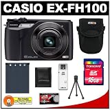 Casio Exilim EX-FH100 10.1MP High Speed Digital Camera with 10x Ultra Wide Angle Zoom (Black) Kit + 16GB Card + Battery + Case + Accessory Kit