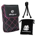 Flip Mino / HD / Ultra Accessory Kit - Bendable Mini Tripod and Stylish Black Mino Pouch with ELECTRIC Pink Accent and Built-In Mirror - Includes Scratch Guard Accessory Pouch
