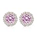 Bamoer Cubic Zirconia Platinum Plated Flower Design Round Stud Earrings