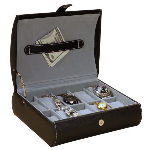 Mele & Co. Parker Black Faux Leather Watch Case