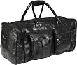 Black Military Leather Patchwork Duffle Bag (23" x 11" x 10")