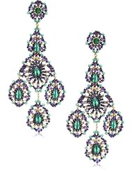 Miguel Ases Green Onyx 14k Gold Filled Triple Drop Earrings