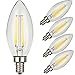 U-NE, LED Filament Bulb, Candle Lights, 4-pack 120v 4w E12 - 40w Equivalent Warm White