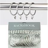 Set of 14 Decorative Drapery Curtain Clip Rings, 2" Interior Diameter, Nickel Premium Iron Metal Material Rack and Hook Brand