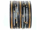 Beachcombers! Ethnic Glass Indian Bollywood Bangles Belly Dance Bracelets Set Black Gold