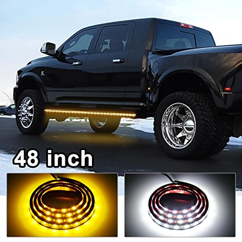 Partsam Amber White 120SMD 48″ LED Strip Bar Turn Signal Light Running Parking Lights