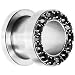 00 Gauge Stainless Steel Black Gem Screw Fit Tunnel