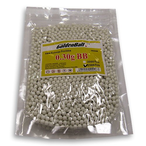 Airsoft .30g BBs 2500 6mm White Golden Ball GB5030W bag