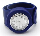 SNAP/SLAP ON SILICONE WATCH - FULLY NUMBERED MATTE FACE - DARK BLUE STRAP WITH DARK BLUE FACE