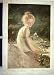 ANTIQUE COLOUR PRINT1893 LILIES FLOWERS GIRL LAKE