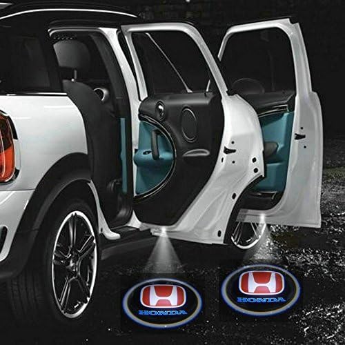 ZOZ 2pcs Wireless No Drill Type LED Laser Car Door Light Welcome Projector Light Logo Ghost Shadow Emblems Magnet Sensor Easy Installing (Honda)
