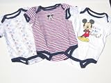 Disney's Mickey Mouse 3 Pc Set Baby Onesies Bodysuits (L 9-12 Months)