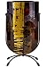 Cressida Glassware Signature Handpainted Fused Glass Pieces -InchA Measure of Deep Brown Series-Inch Gold Leaf, Deep Brown and Red Flower 9-Inch Mini U Bud Vase with Metal Stand