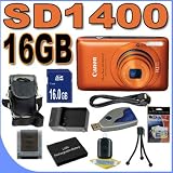 Buy Canon PowerShot SD1400IS 14.1 MP Digital Camera w/4x Wide Angle Optical IS Zoom (Orange) 16GB BP4L Battery/Charger BigVALUEInc Accessory Saver HD Bundle at amazon.com